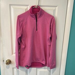 Sporty Pink High Collar Quarter-Zip Sweatshirt